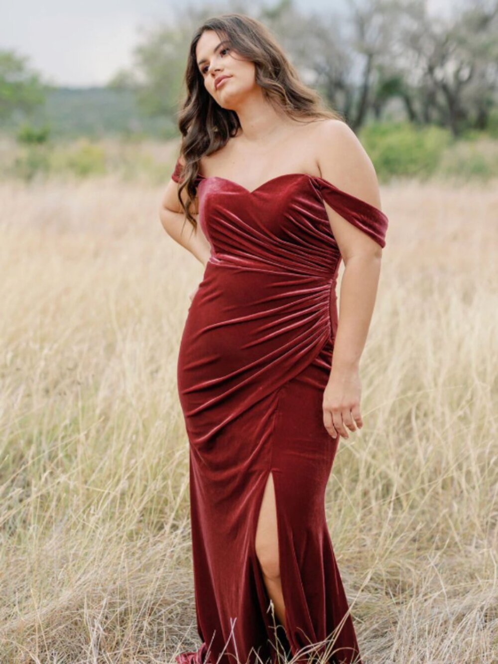Revelry Ariel Convertible Velvet Maxi Dress in Wine